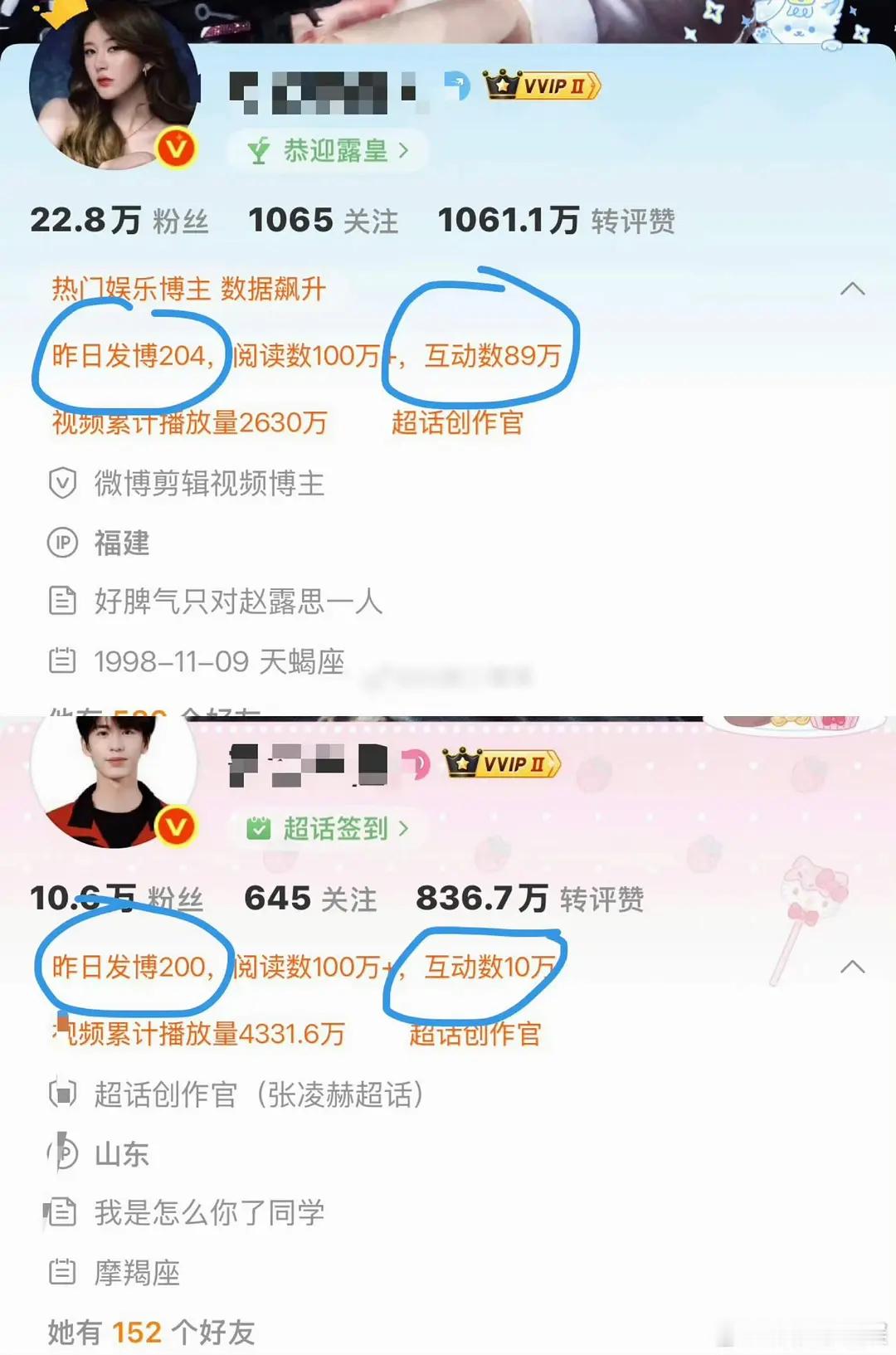 赵露思和张凌赫大粉📊对比，顶流和待爆 