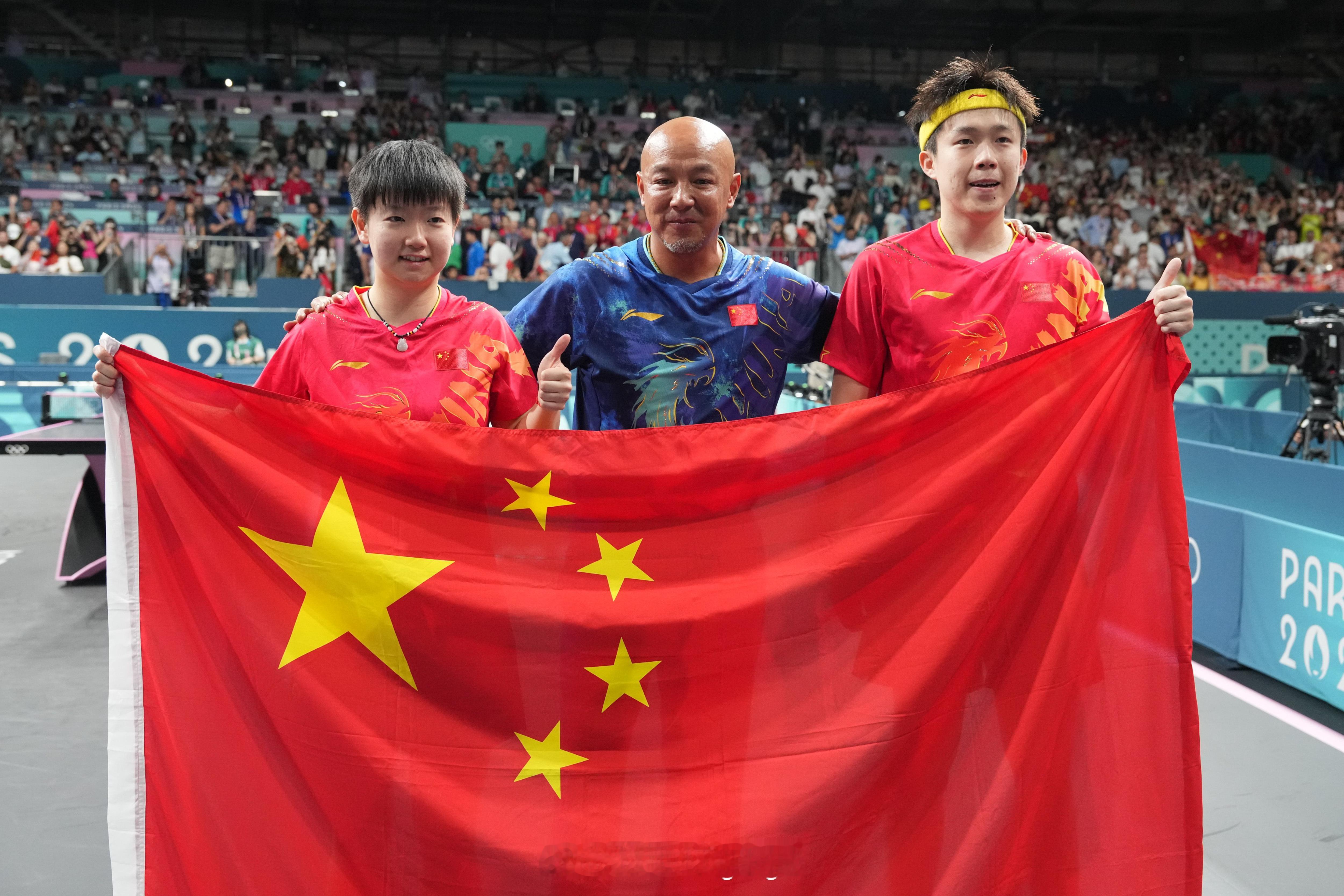 #巴黎奥运会# 中国代表团第六金！王楚钦/孙颖莎在巴黎奥运会乒乓球混合双打中击败