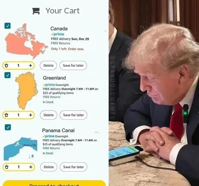 特朗普发出“网购领土图”，就问这些国家惊不惊？

真是能惊掉众人下巴！特朗普竟然