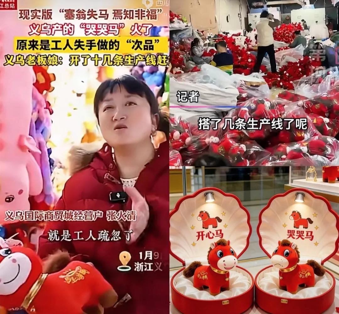 这是中国制造业最荒诞的一幕
 
就因为一个工人缝反了嘴，这只哭哭马玩偶居然成了义