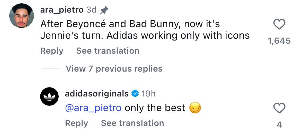 👤: 在碧昂丝和Bad Bunny（联名）之后，现在又轮到JENNIE了，Ad