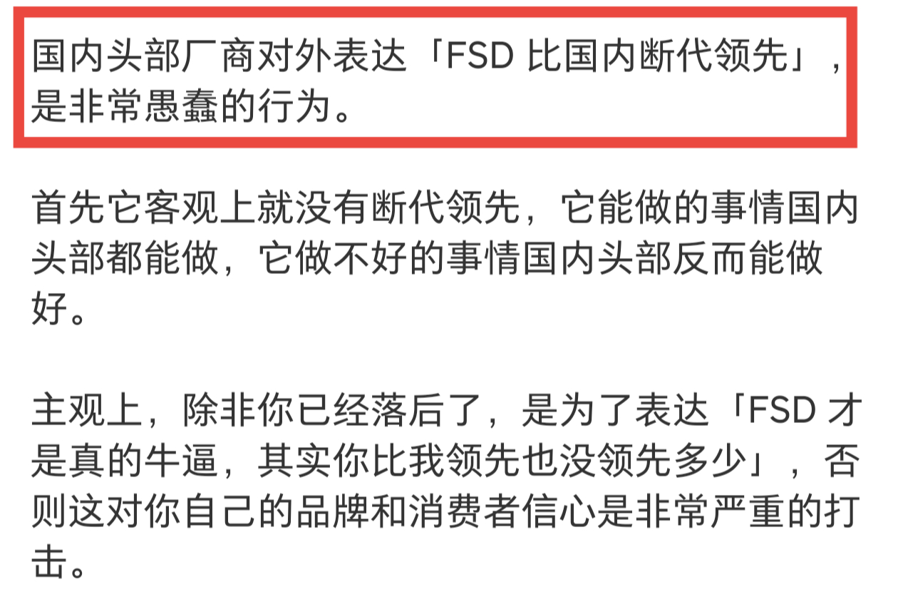 FSD并非断代领先有没有谁能告诉我一下，国内到底是哪些“厂商”（注意是“厂商”）