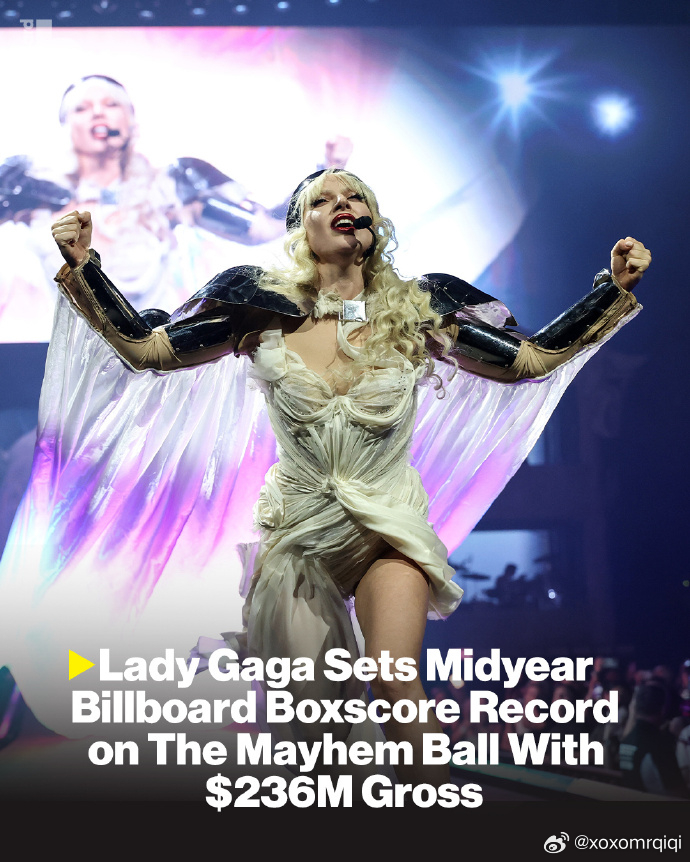 交出了一份满意的成绩！2026年中巡演票房榜单出炉，Lady Gaga凭借MAY