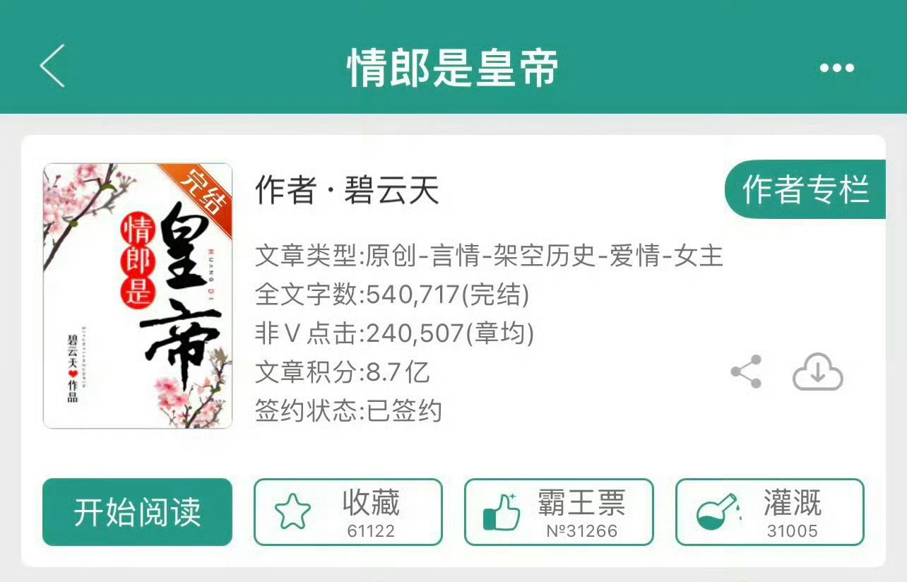 小说推荐：《情郎是皇帝》 作者:碧云天简评：貌美贤惠女主vs成熟温柔男主，美食日