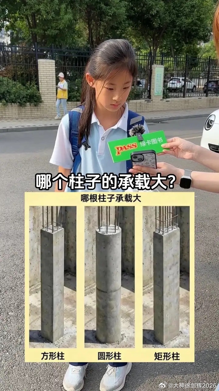 考考你的物理好不好，请问哪个柱子的承载最大？ 