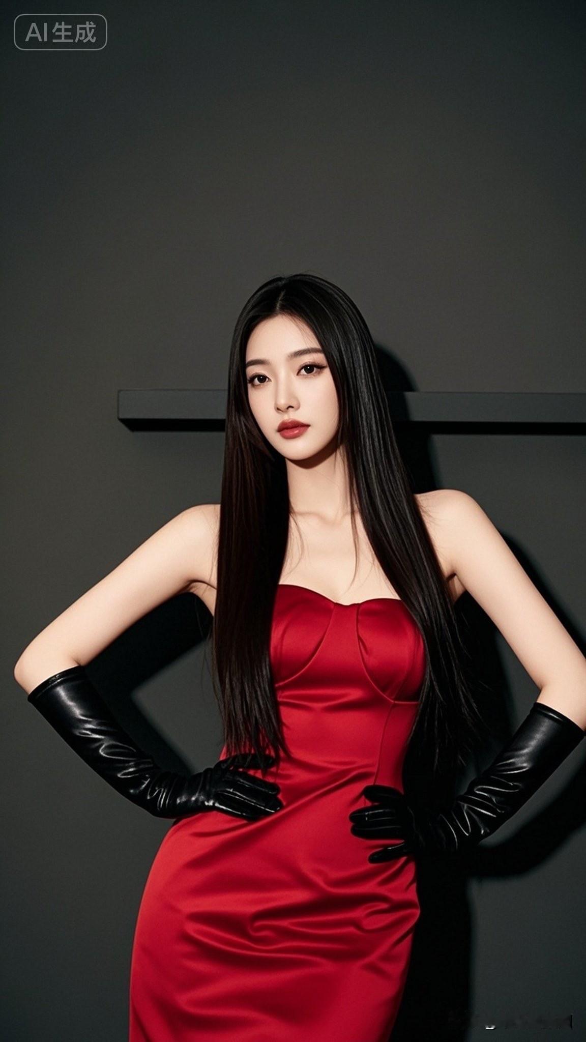 红裙黑发，优雅动人，复古风十足！🌹👗💄