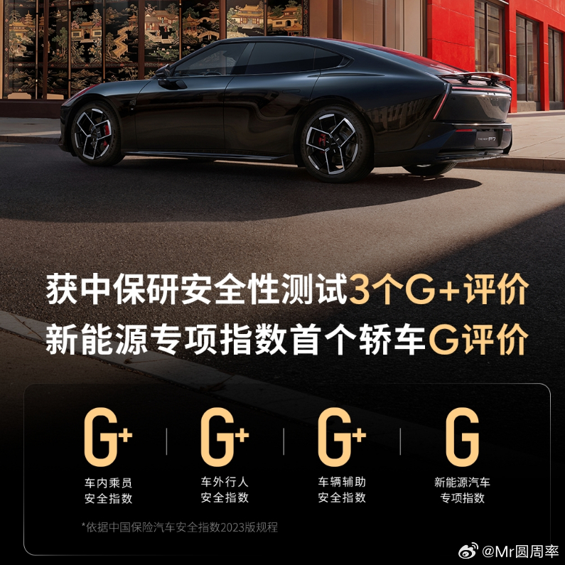 小鹏P7斩获中保研新能源专项G评级 除了新能源专项首个G评级。其实让我觉得很难得
