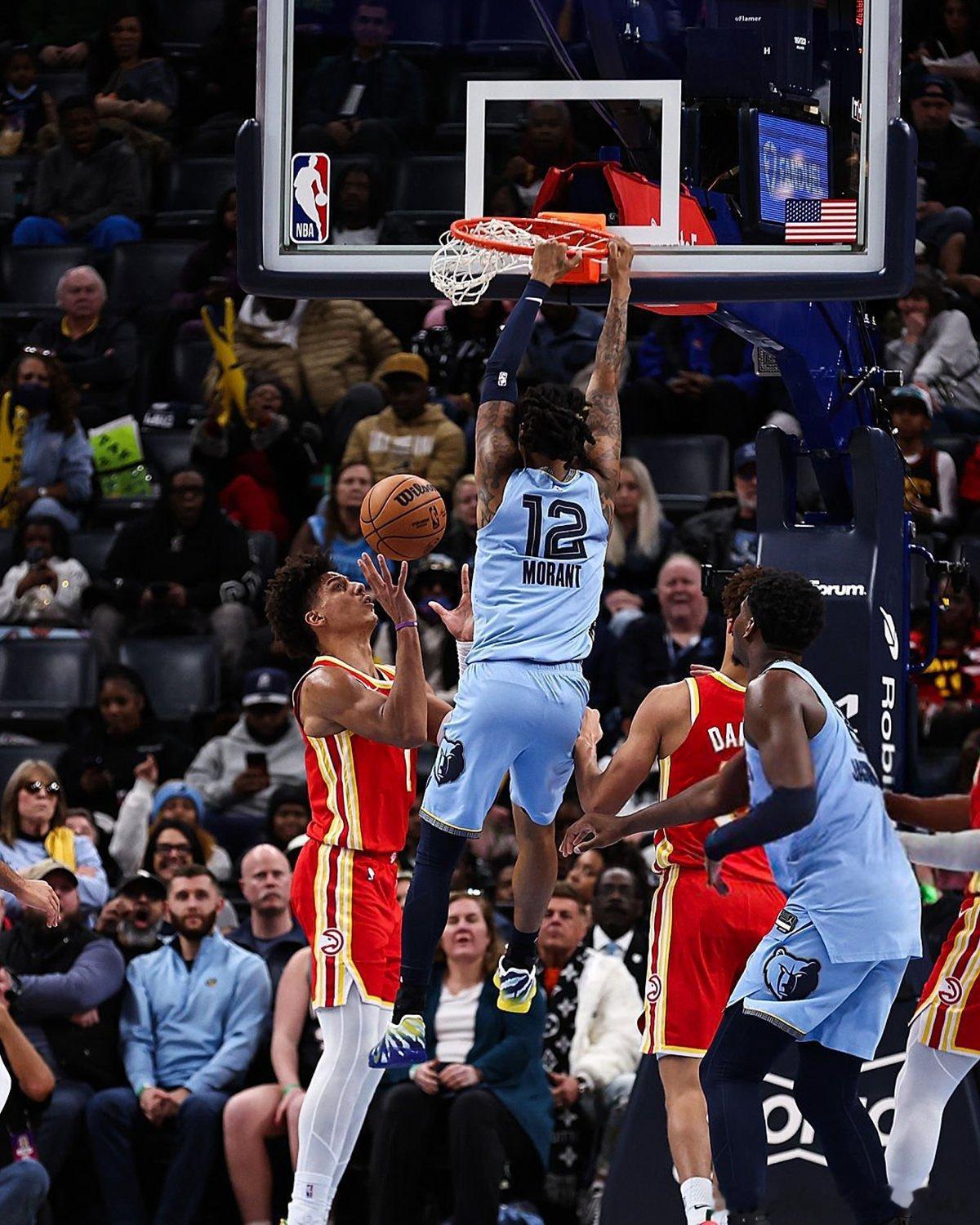 莫兰特：新秀赛季完成的每个扣篮，我现在依然可以做到。莫兰特nba