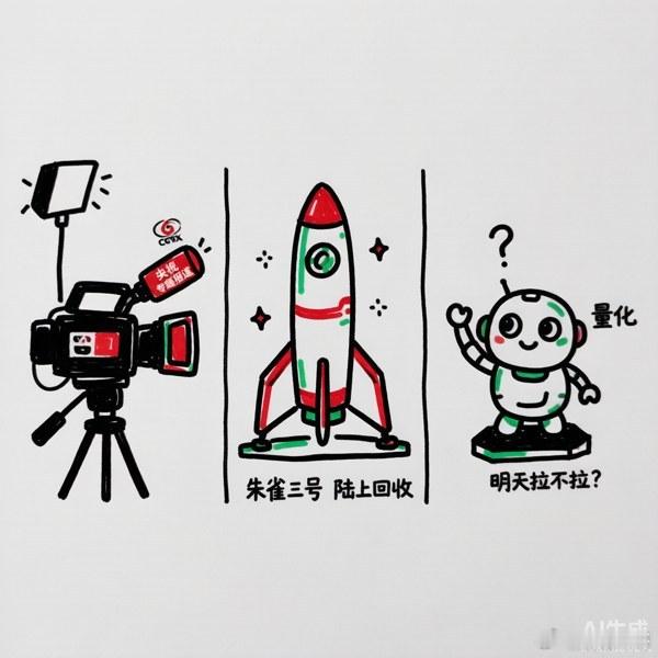 今晚央视把朱雀三号陆上回收当专题吹，明天量化拉不拉商业航天？早上我就说朱雀三号一