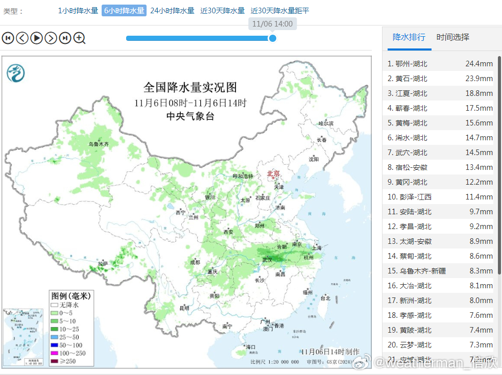 【雨雪】今天08-14时，新疆天山附近的降雪持续，但强度有所减弱，乌鲁木齐按照昨