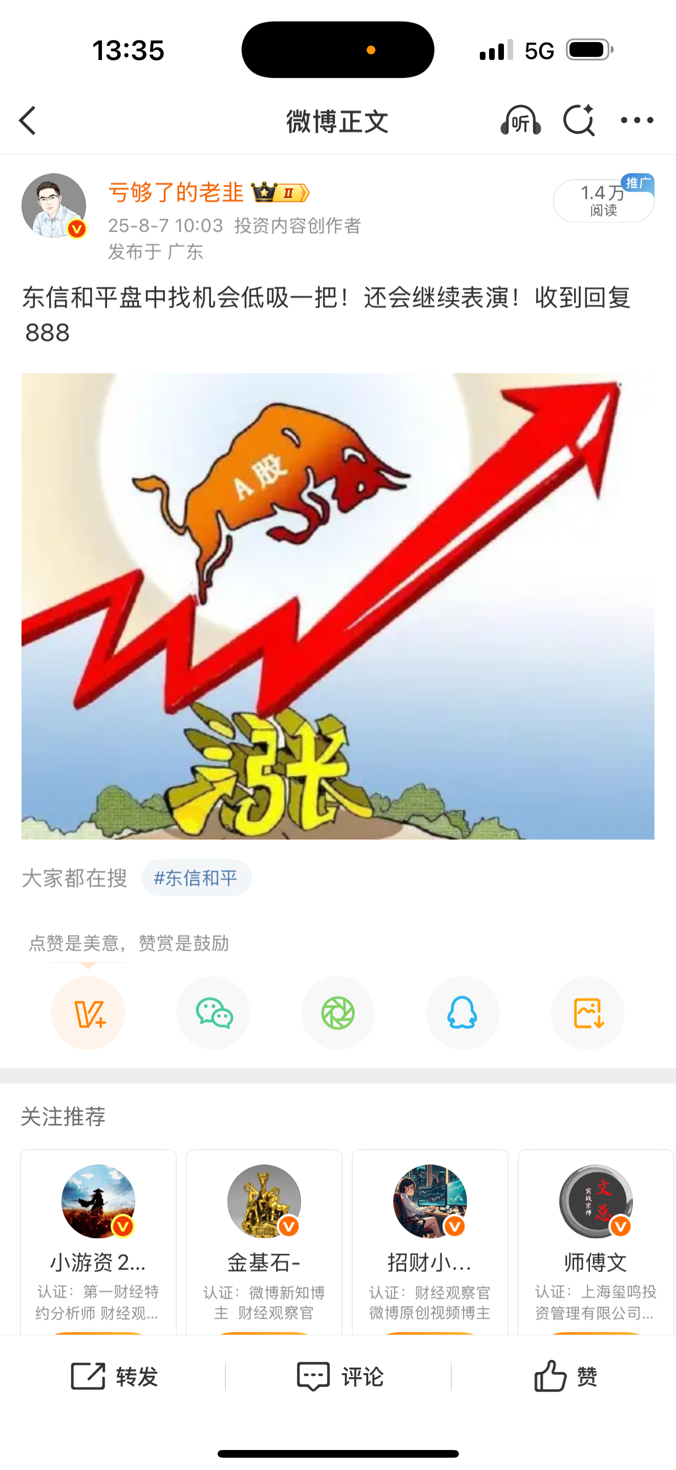 说到趋势票，兄弟们，又来一只——东信和平！7号我就提醒大家关注回调，结果一天回调