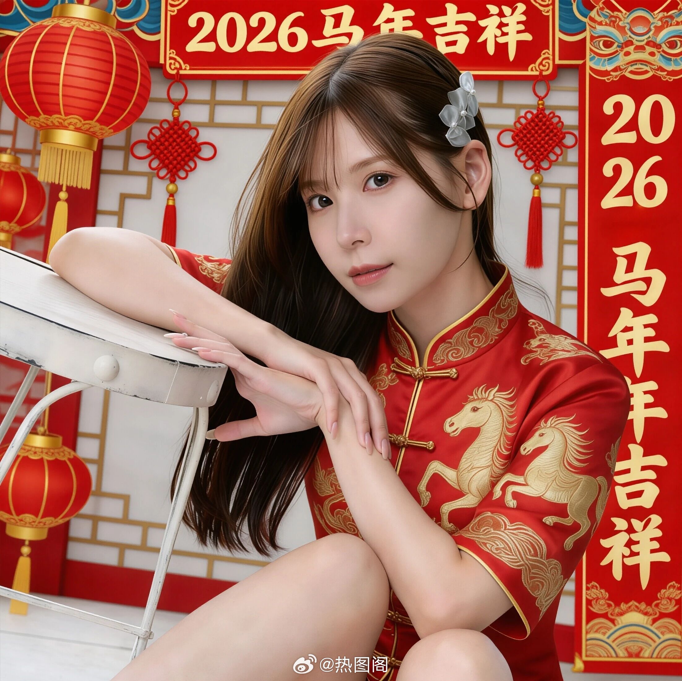 马年接福发博接整年福气，一马当先迎好运！热图阁公众号女艺人 