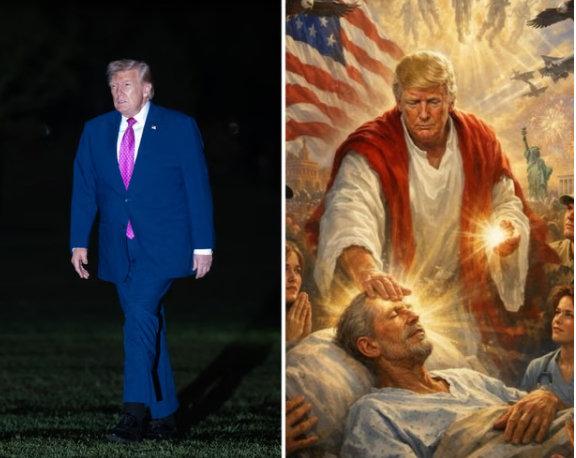 美国众议院议长约翰逊周二表示，特朗普在社交媒体上发布了把自己P成耶稣的图片后，他