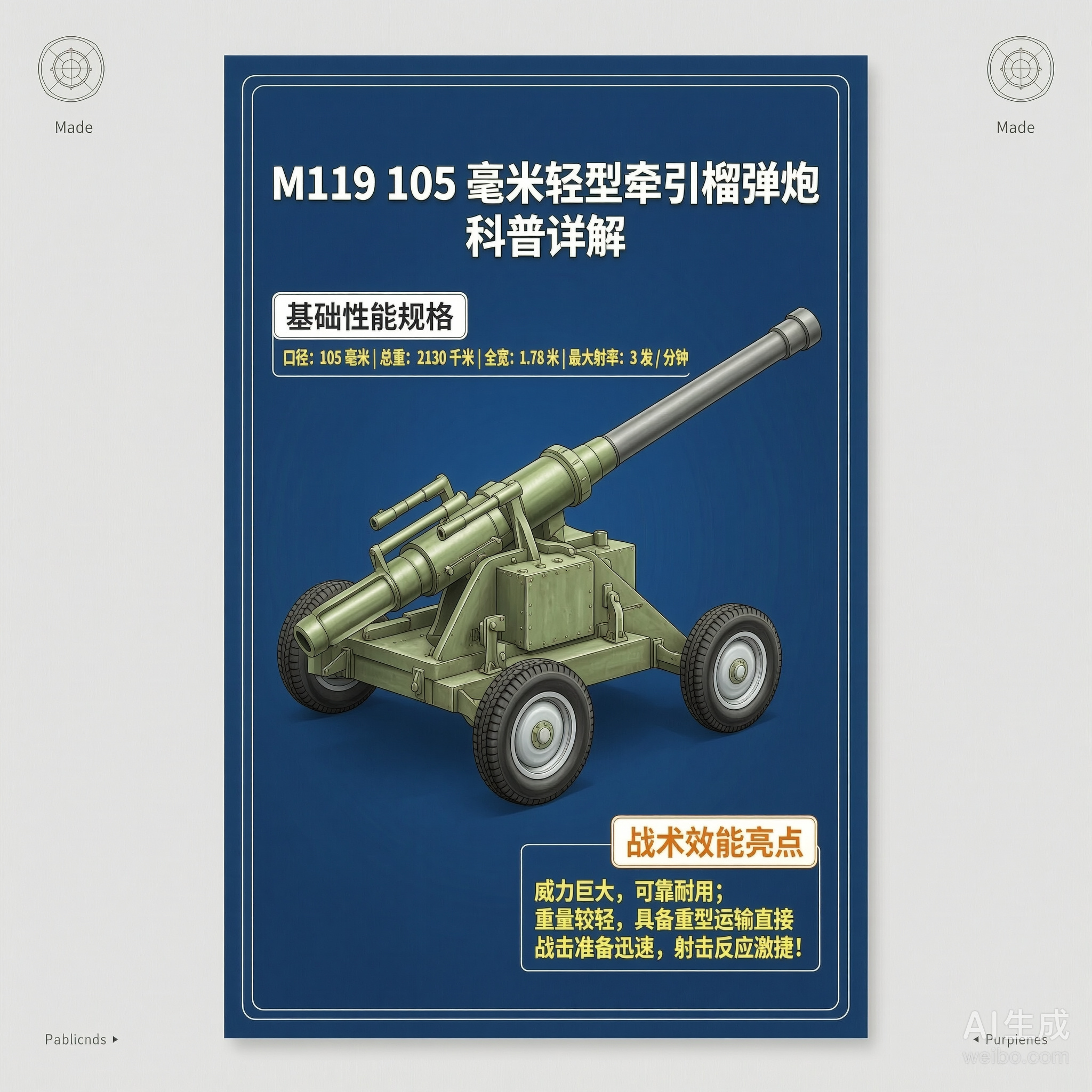 军事ai新视野 M119牵引榴弹炮M119牵引榴弹炮是美国在引进英国的105毫米