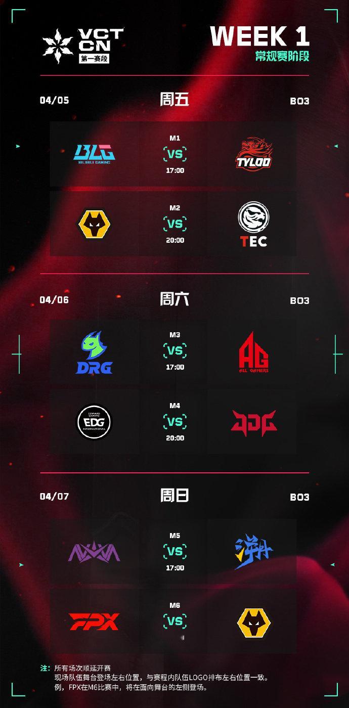 #无畏契约CN联赛# #VCTCN# VCT CN 第一阶段赛程公布啦！第一赛段