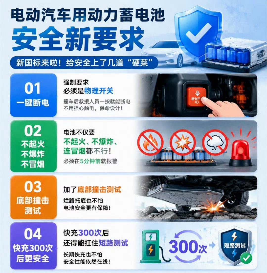 电动汽车用动力蓄电池安全新要求7月1日起，“不起火、不爆炸”将从车企的宣传语正式
