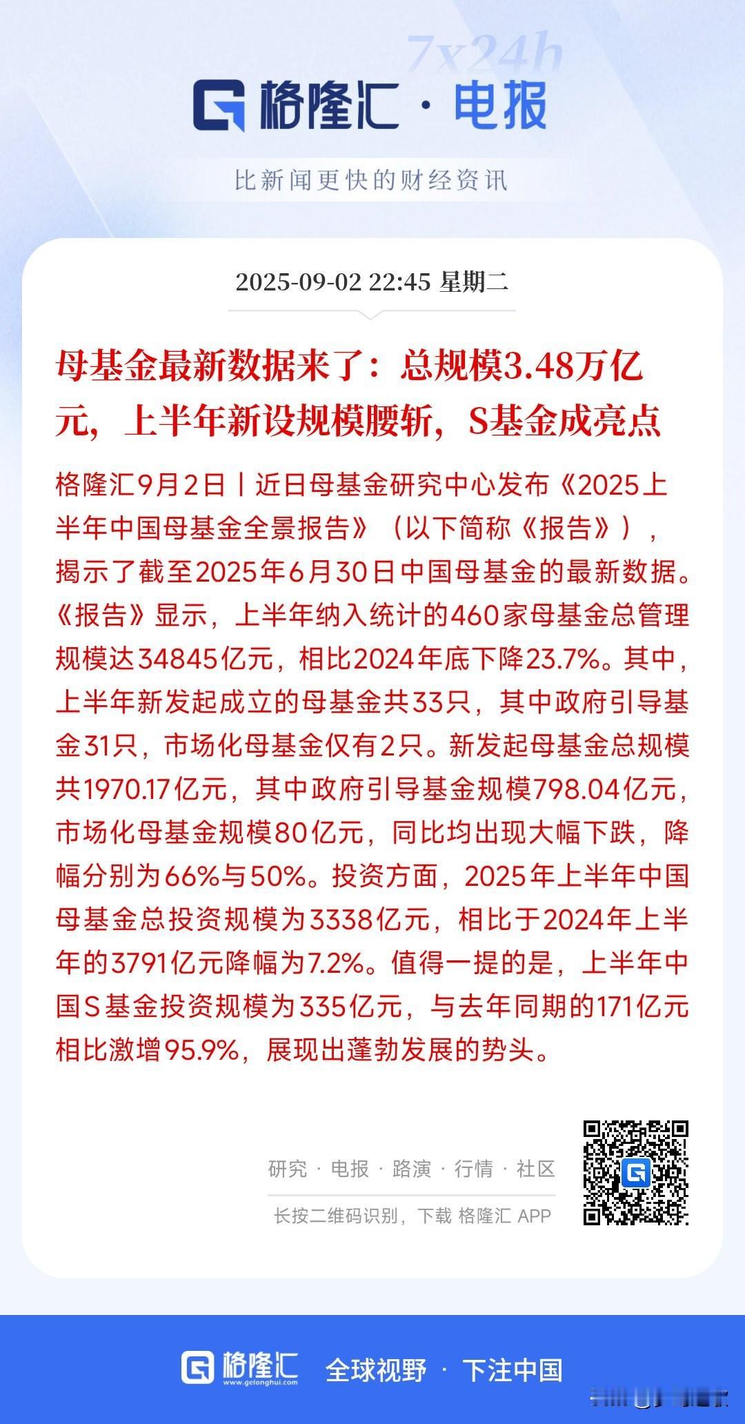 A股市场转好，母基金下滑，S基金成为新宠
母基金上半年减少，第一表示投资者不信任