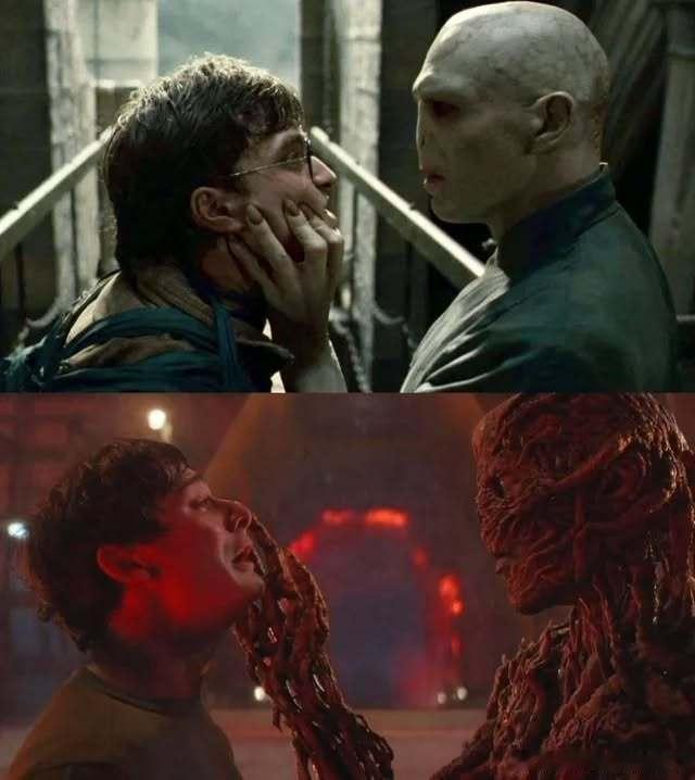 Will是Vecna的魂器的又一佐证连被掐脸的姿势都跟哈利波特和伏地魔一样 怪奇