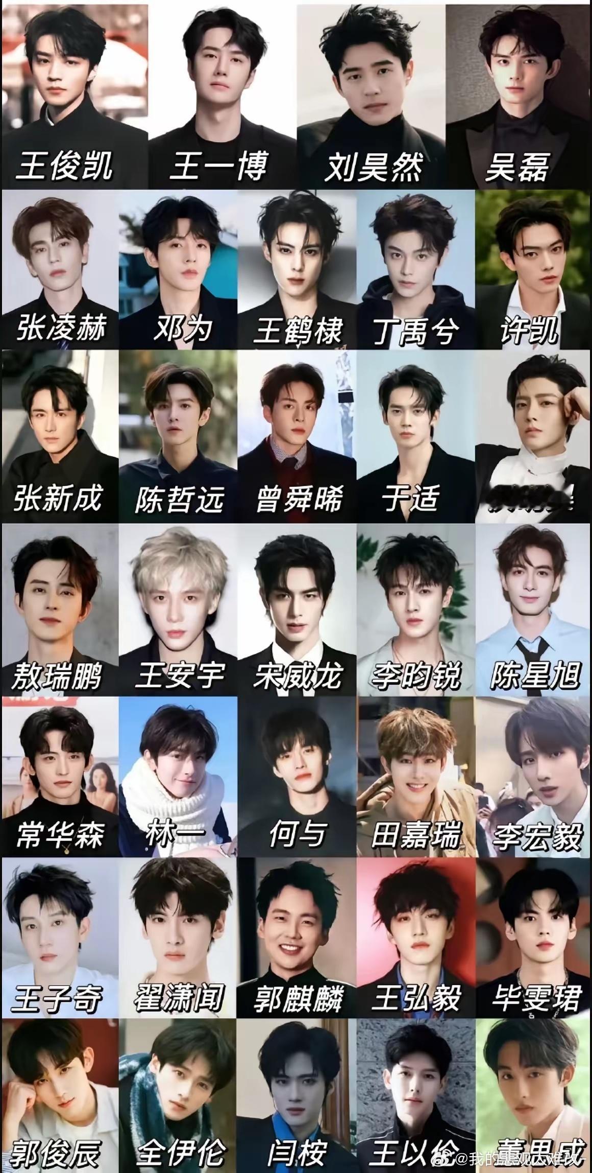 网友选出的95生颜值排名第一名：张凌赫第二名：宋威龙第三名：丁禹兮第四名：侯明昊
