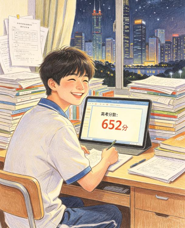 6月24日，深圳宝安中学，马平川在历经8次模考考砸后，高考以652分逆袭。父亲手