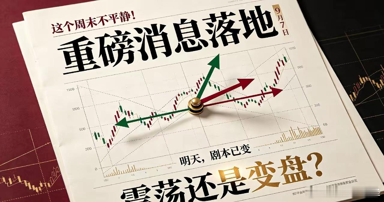 这个周末不平静！重磅消息落地，明天（9月7日）剧本已变，震荡还是变盘？大家好，我