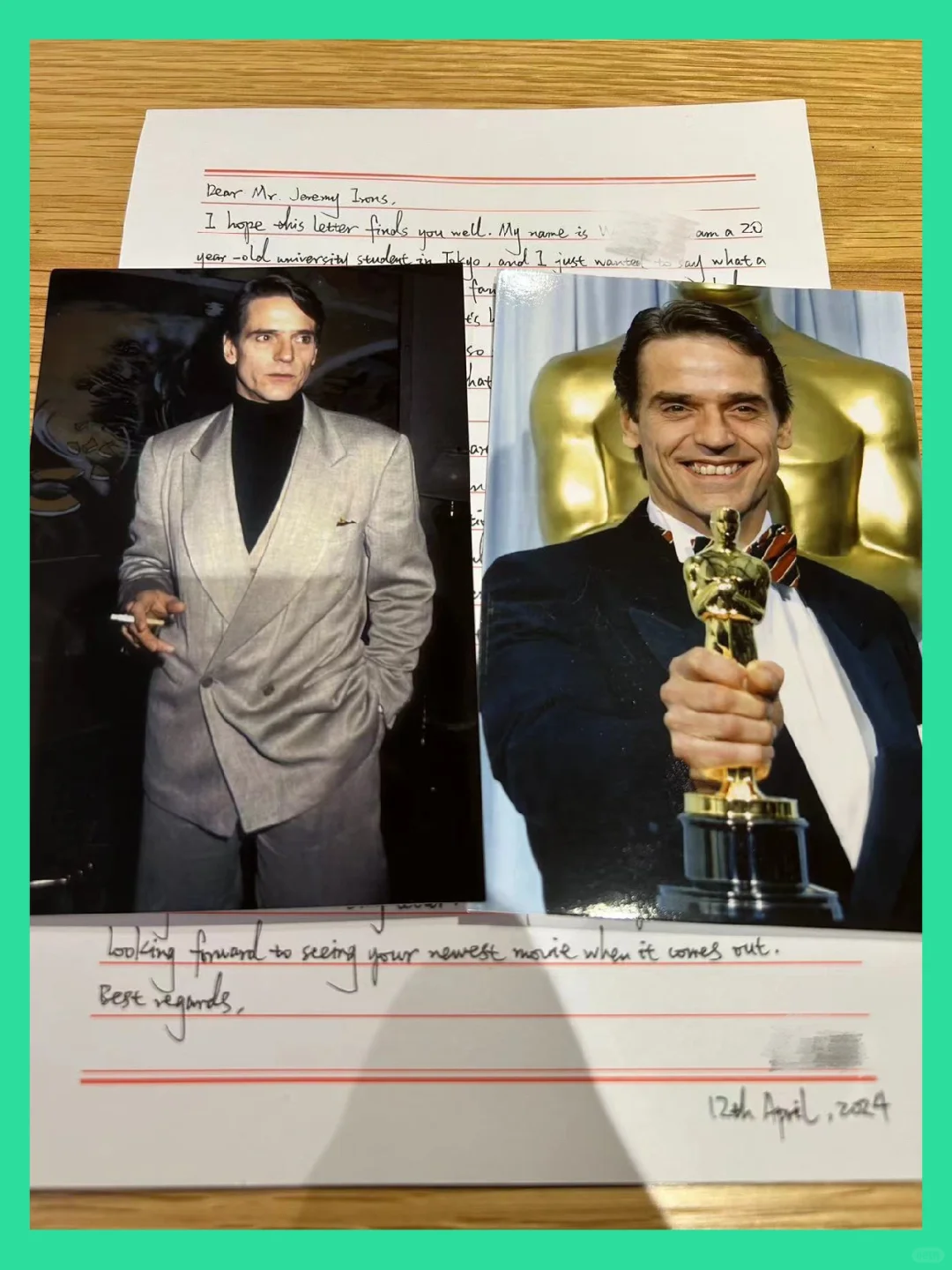 帮粉丝写信给奥斯卡影帝Jeremy Irons