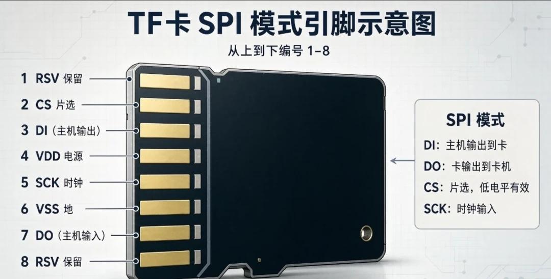 TF卡SPI模式引脚含义及硬件原理分享
常用的microSD也就是TF卡，一共有