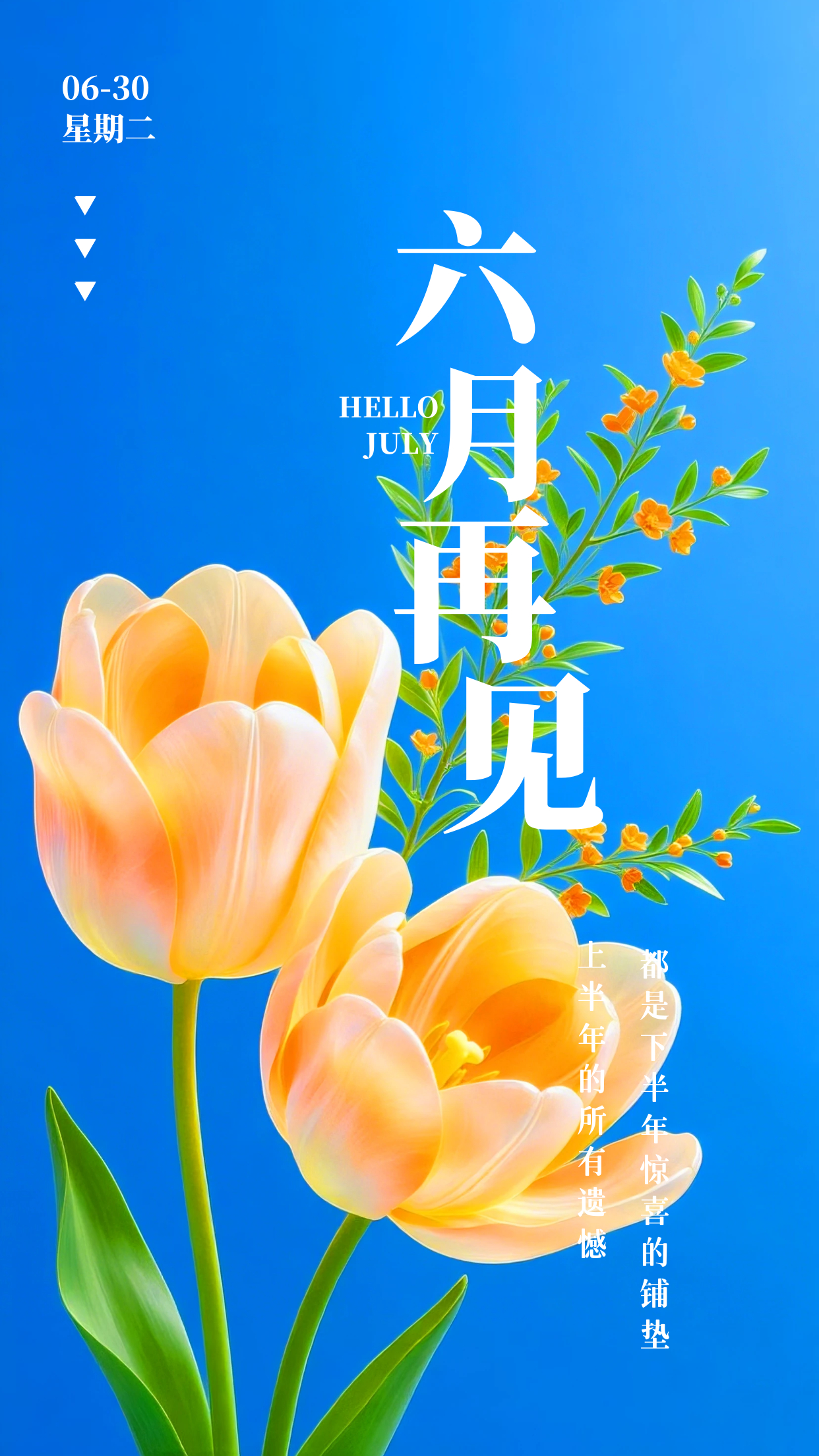 六月再见，七月你好祝福图片海报壁纸拿图吱一声噢～ 