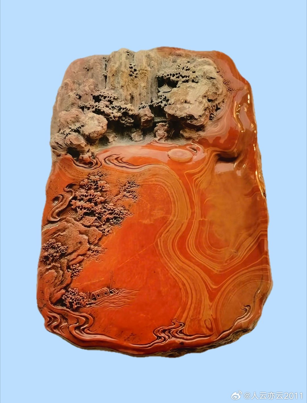 【精品展示】（二）砚台系列（5）：红丝砚❻～～资深雕刻师马成作品④。与师友们分享