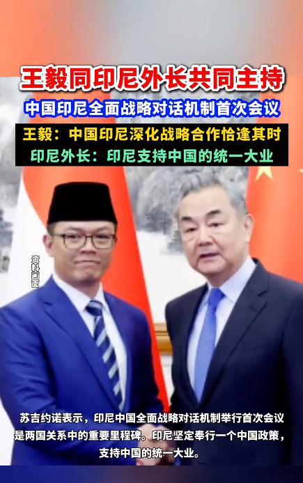 王毅同印尼外长共同主持中国印尼全面战略对话机制首次会议，王毅：中国印尼深化战略合
