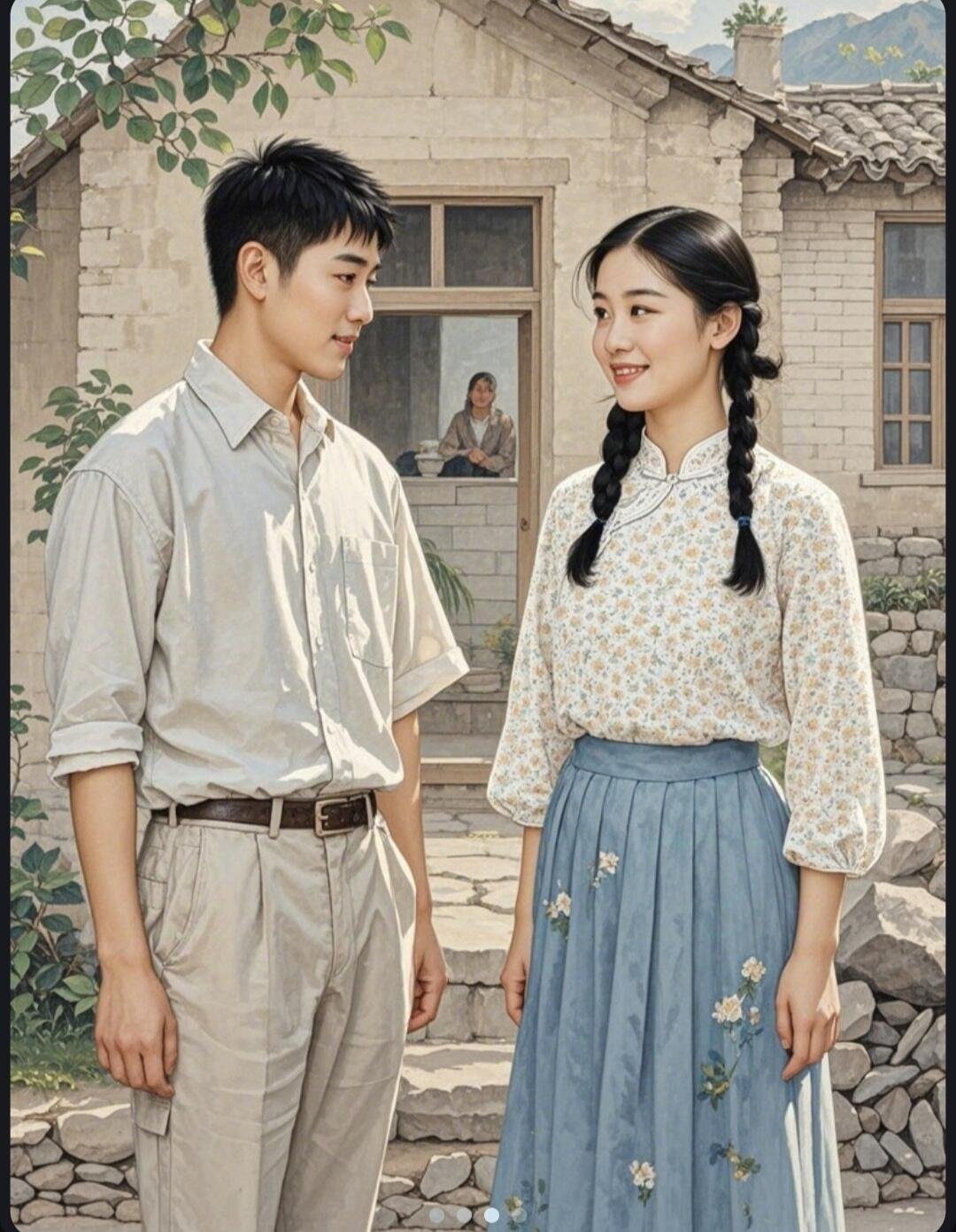 相亲的男女青年们||记忆中的相亲，总是带着几分腼腆和期待。青年男女在长辈的安排下