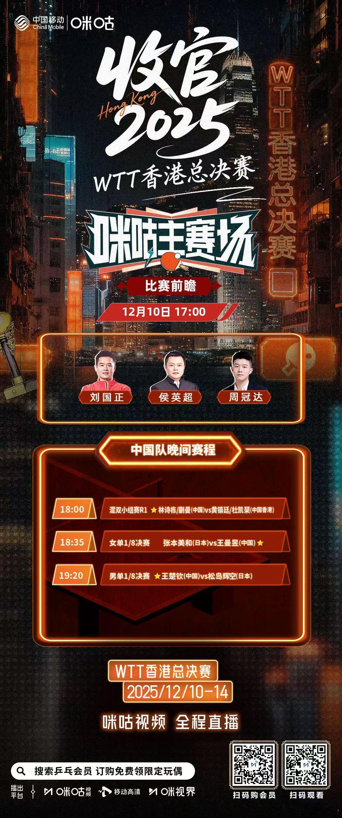 wtt香港总决赛2025 12.10 