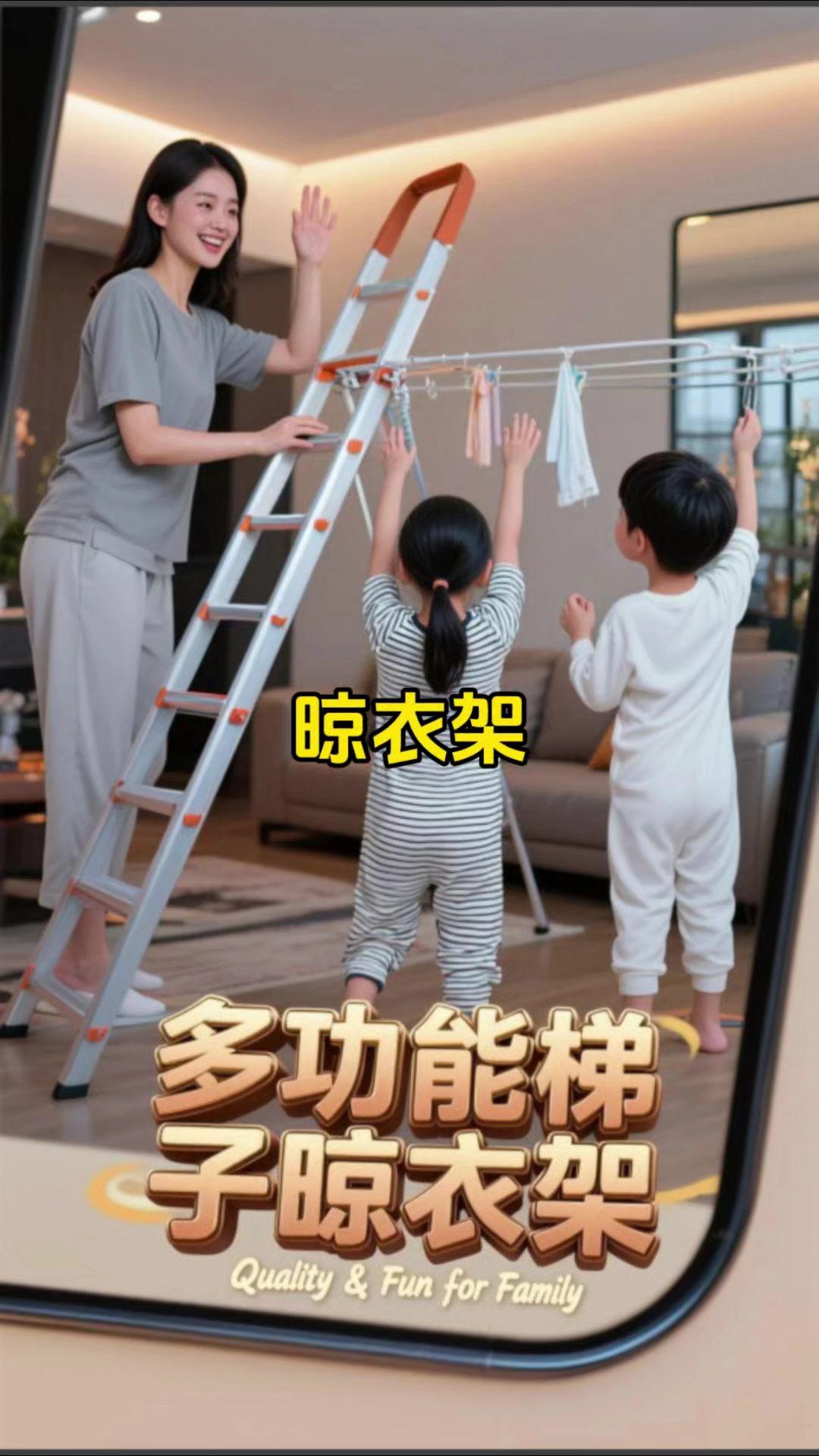 可当梯子，可晾晒被子，可折叠，一梯多用！
