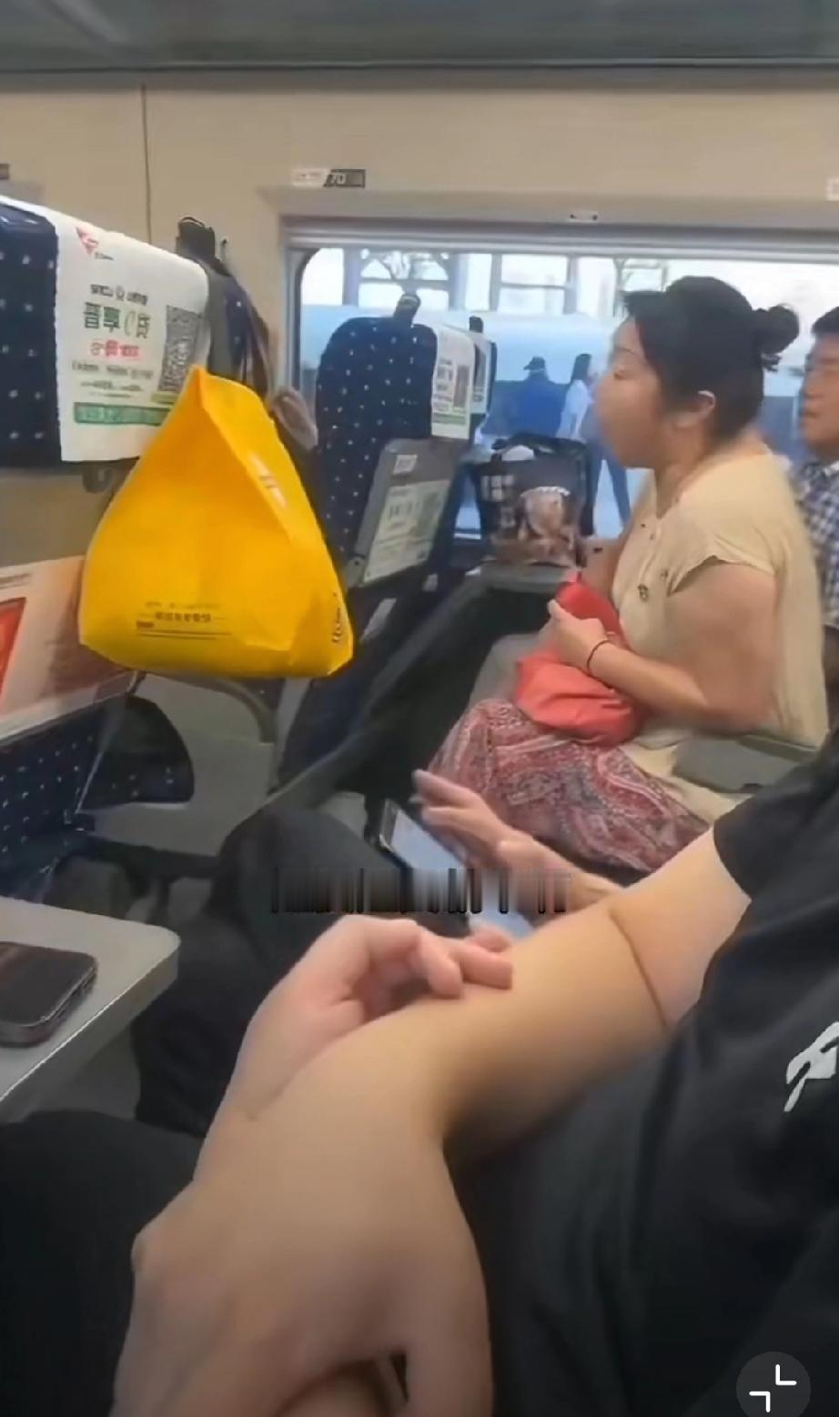 网友：高铁上前排乘客调整座椅，后面乘客不允许吵起来了.…[酷拽]高铁座位冲突 高