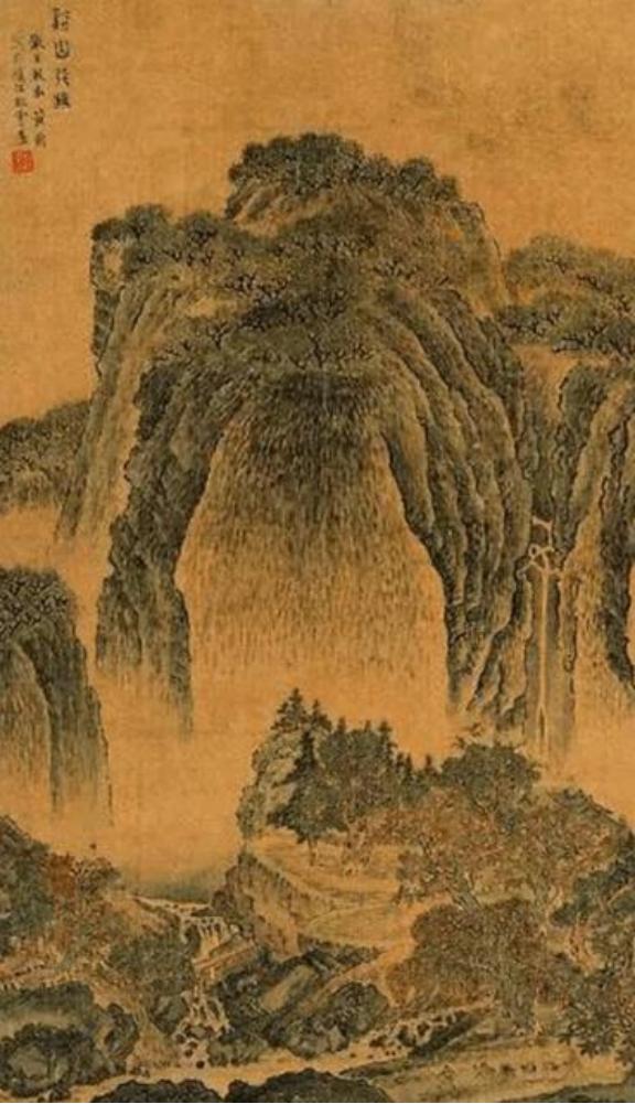 1958年，一位专家拿着放大镜，研究一幅2米高的古画。却发现画中树叶里有两个字闪