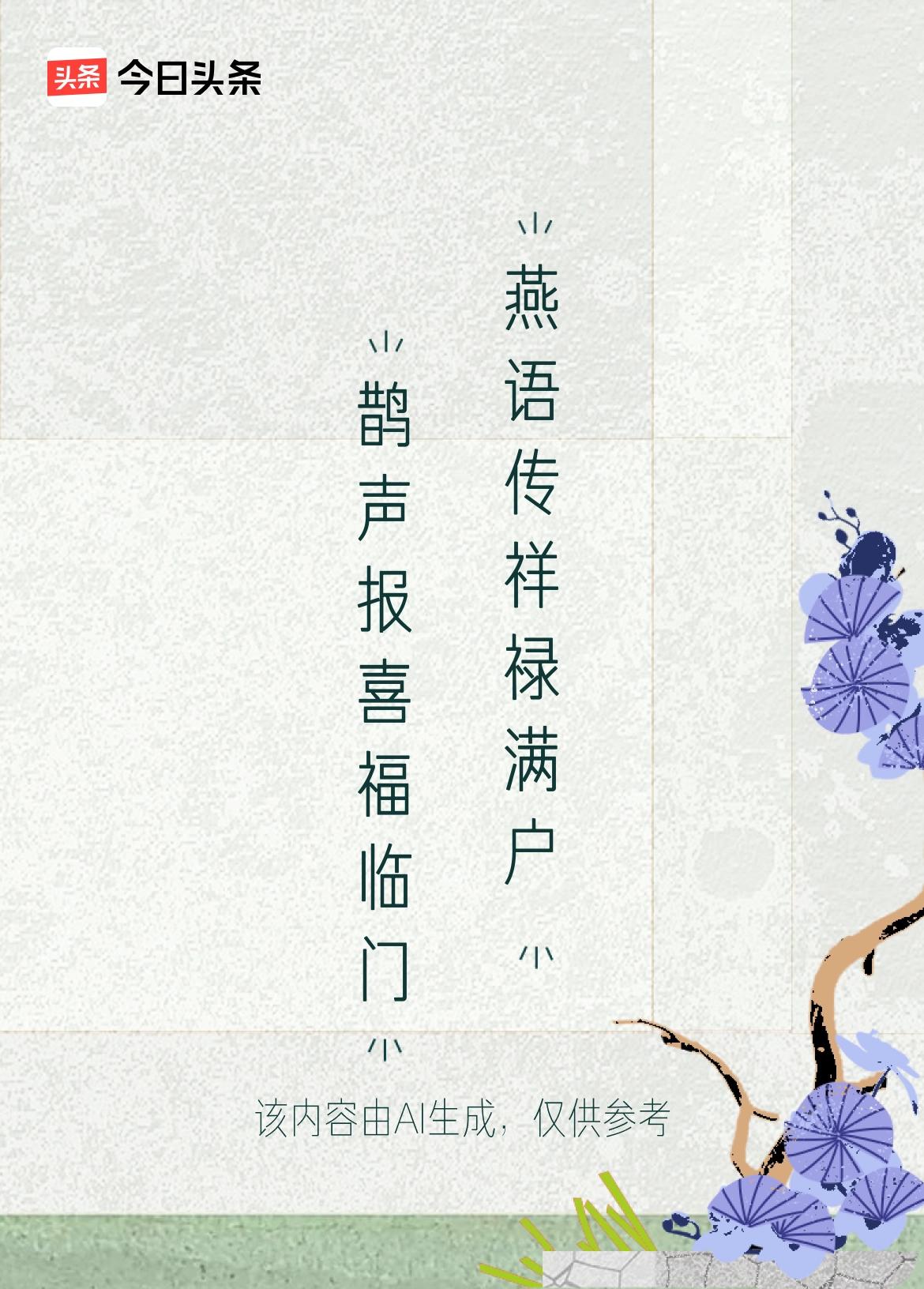 文学创作大会 看到这个上联“鹊声报喜福临门”，对出“燕语传祥禄满户”，对仗工整，