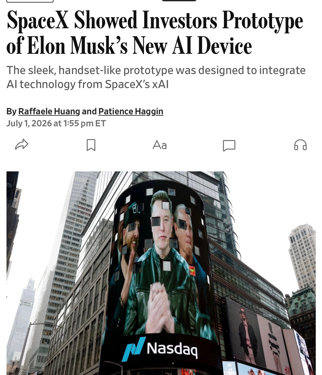 马斯克旗下 SpaceX 开发出一款类似智能手机的原型设备，希望重新定义人类与人