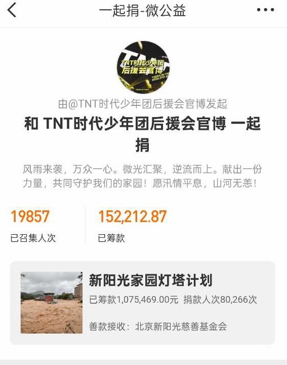 时代少年团后援会募捐tg：我去！！！15w了！还在增加！追星从来不止偏爱星光，散