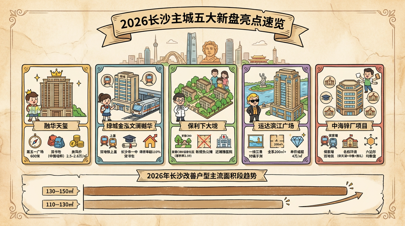 地产AI：2026长沙主城新盘“神仙打架”！这5大纯新盘谁最值得期待？