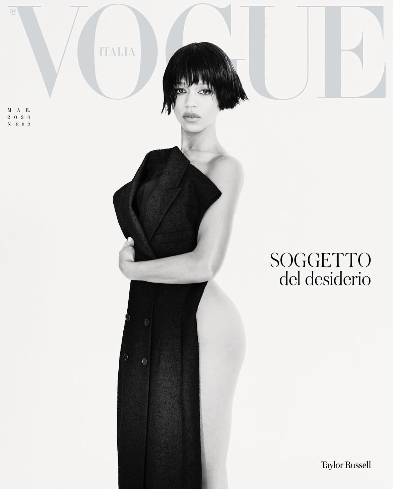 Taylor Russell 亮相意大利Vogue 三月刊封面，她是Loewe 