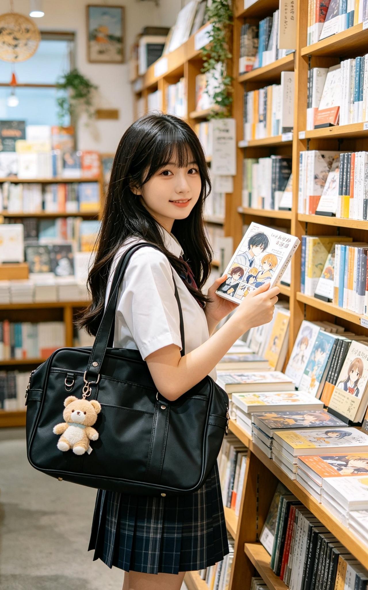躲进书店，找回属于少女的漫时光✨
 
在满是墨香的书店闲逛
被漫画书牢牢吸引住目