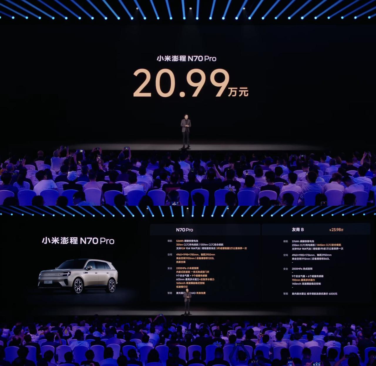 20.99万元起，小米澎程N70系列发布，这价格直接杀死比赛

全系满配辅助驾驶