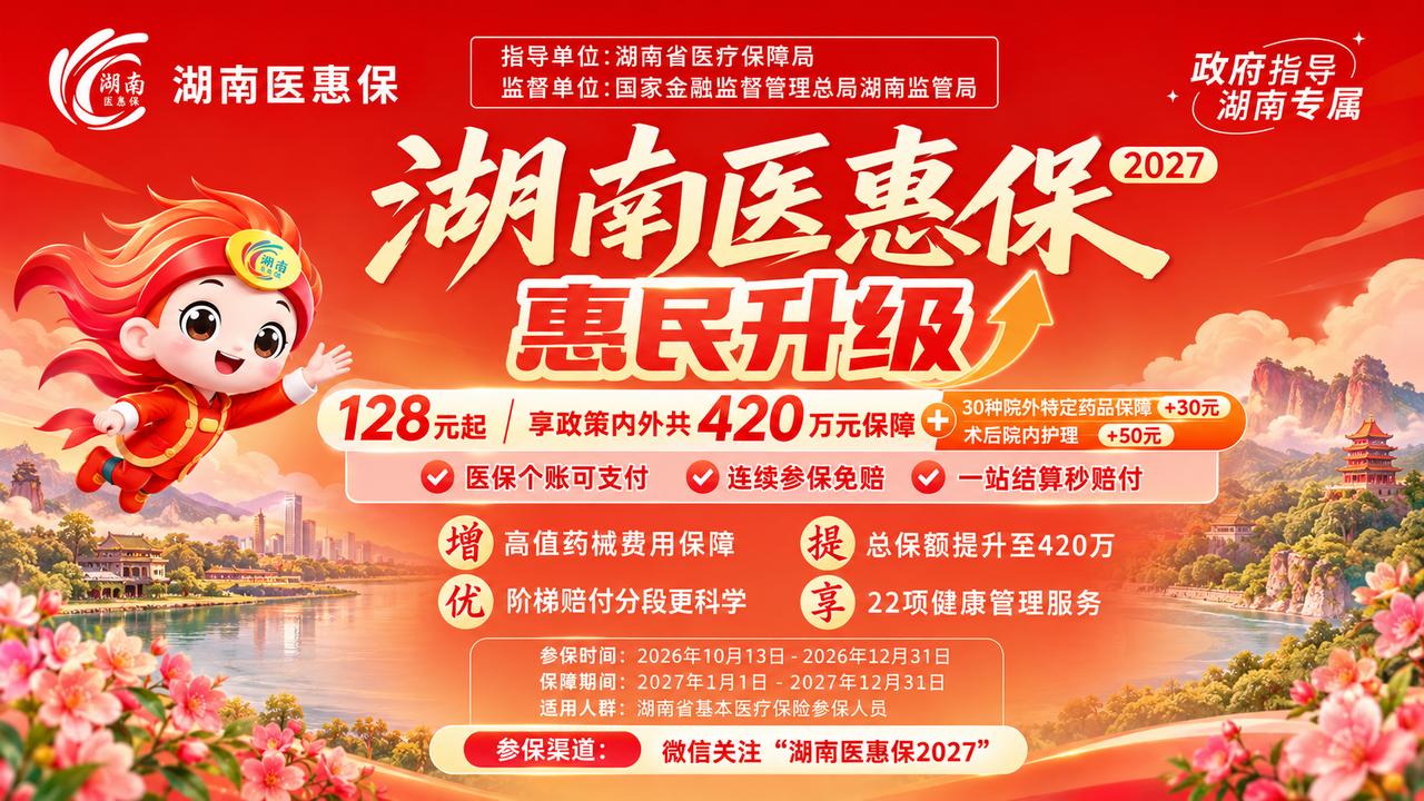 湖南的小伙伴注意啦！一年一度政府指导的惠民医疗险——湖南医惠保又来了，这一次它给