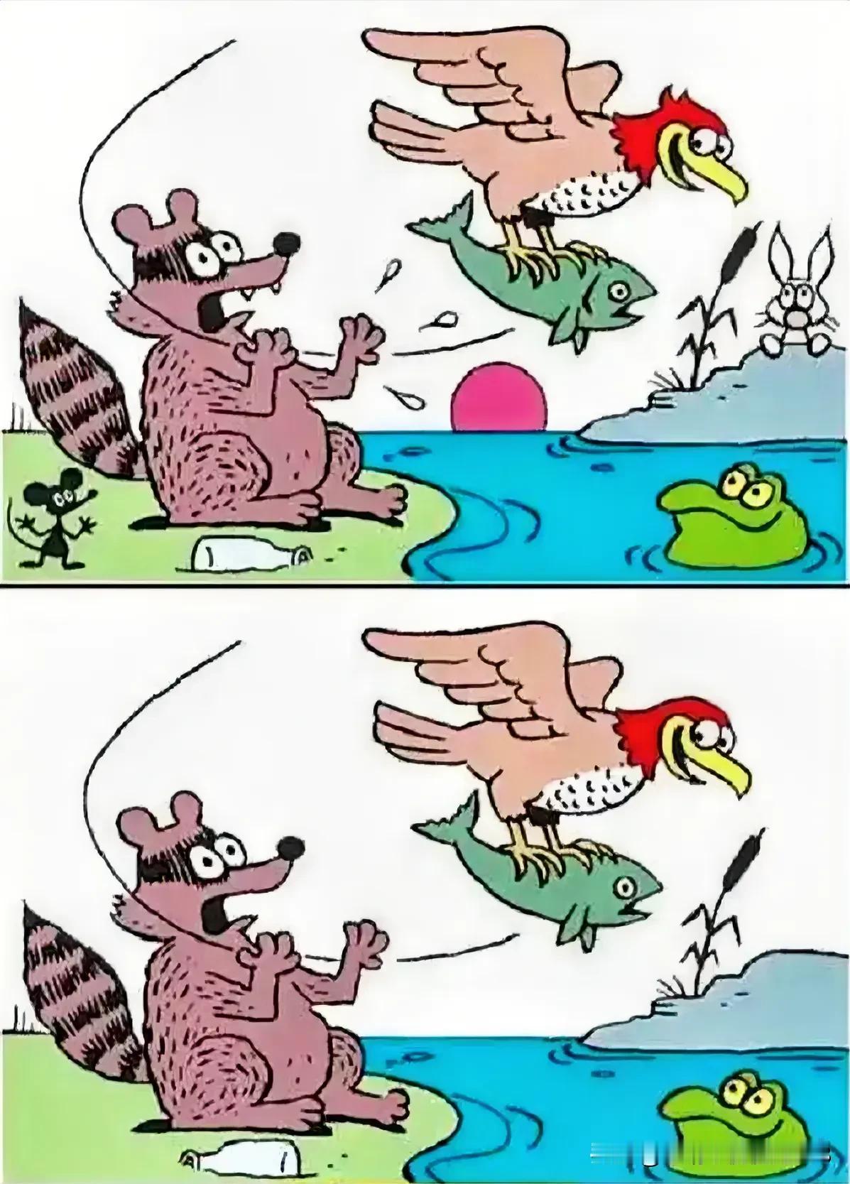 生活就像河，有鱼也有虾
考眼力 细心的你能找出几处不同[灵光一闪]