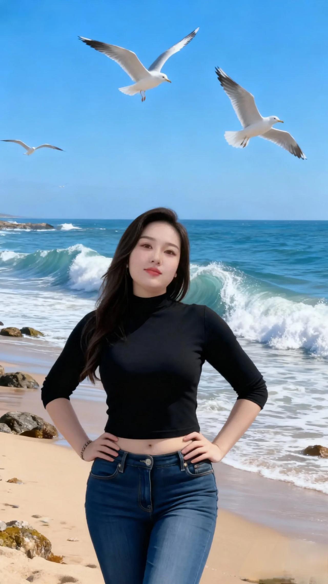 上联：青山绿水春常在，下联您请！碧海蓝天福永存。