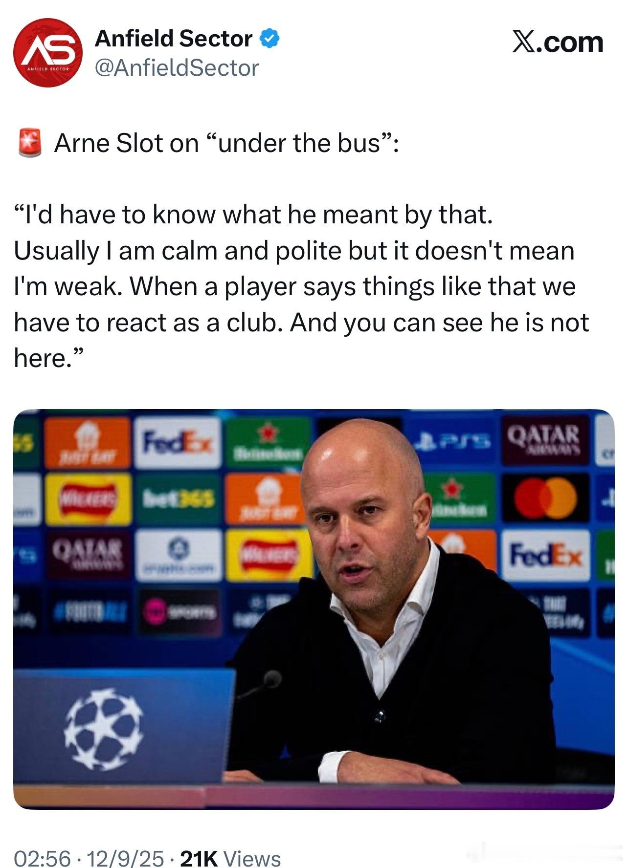 斯洛特谈萨拉赫说的“让他背锅”的言论：我得先知道他那么说是什么意思。通常情况下我