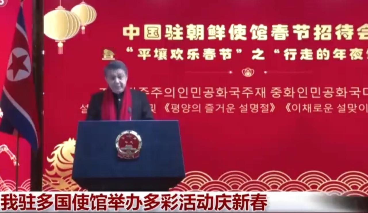 中外艺术家同台献艺，红灯笼与舞台交相辉映，浓浓中国年味跨越山海。琵琶悠扬、歌声嘹