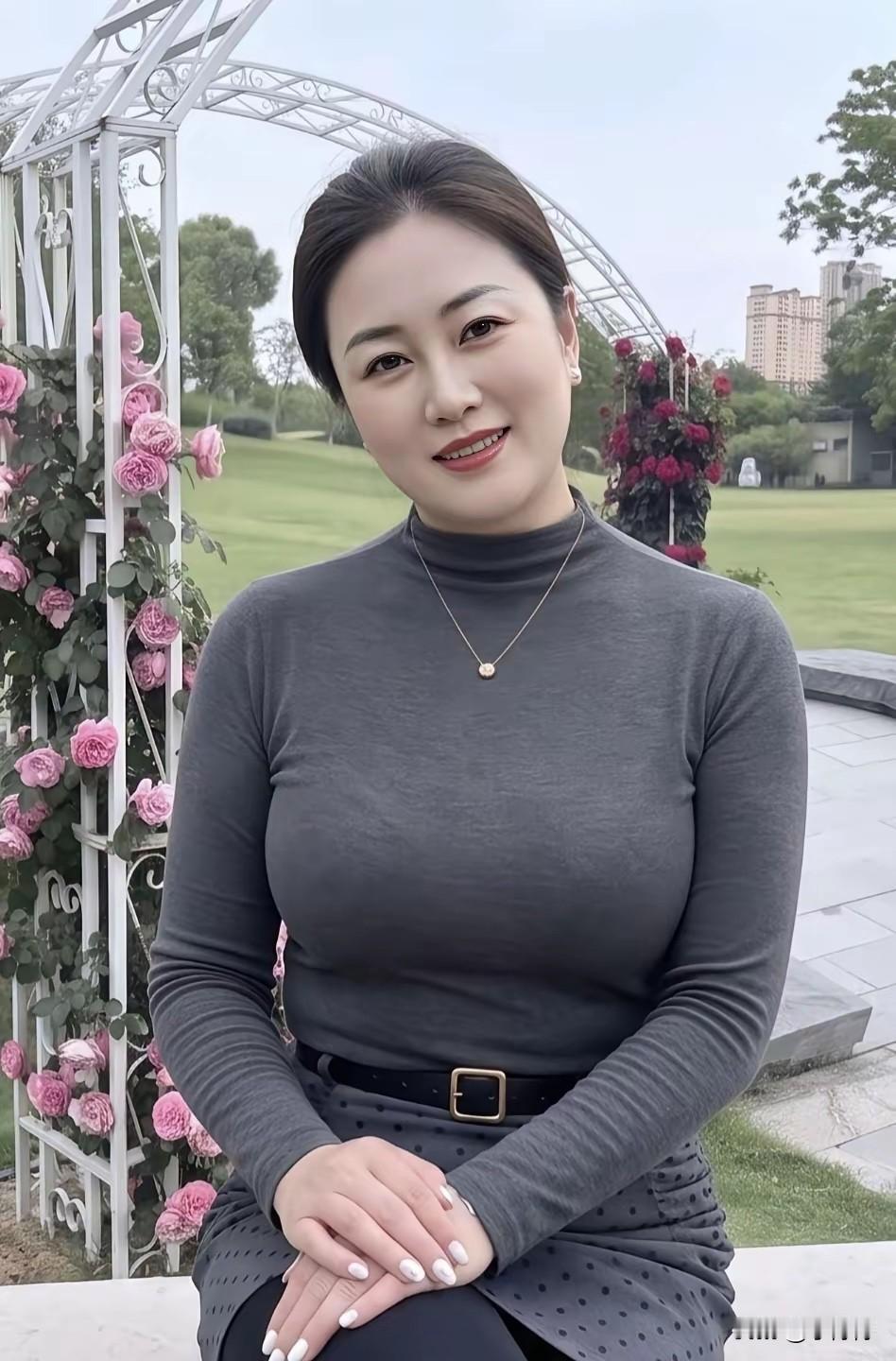 优雅气质，花海中的微笑