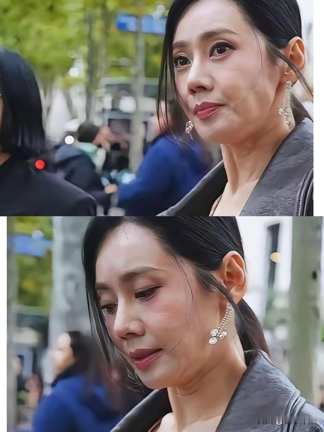 秋瓷炫46岁了，
最近流出一组素颜照，
没打光没磨皮，眼角的纹路清清楚楚，看着跟