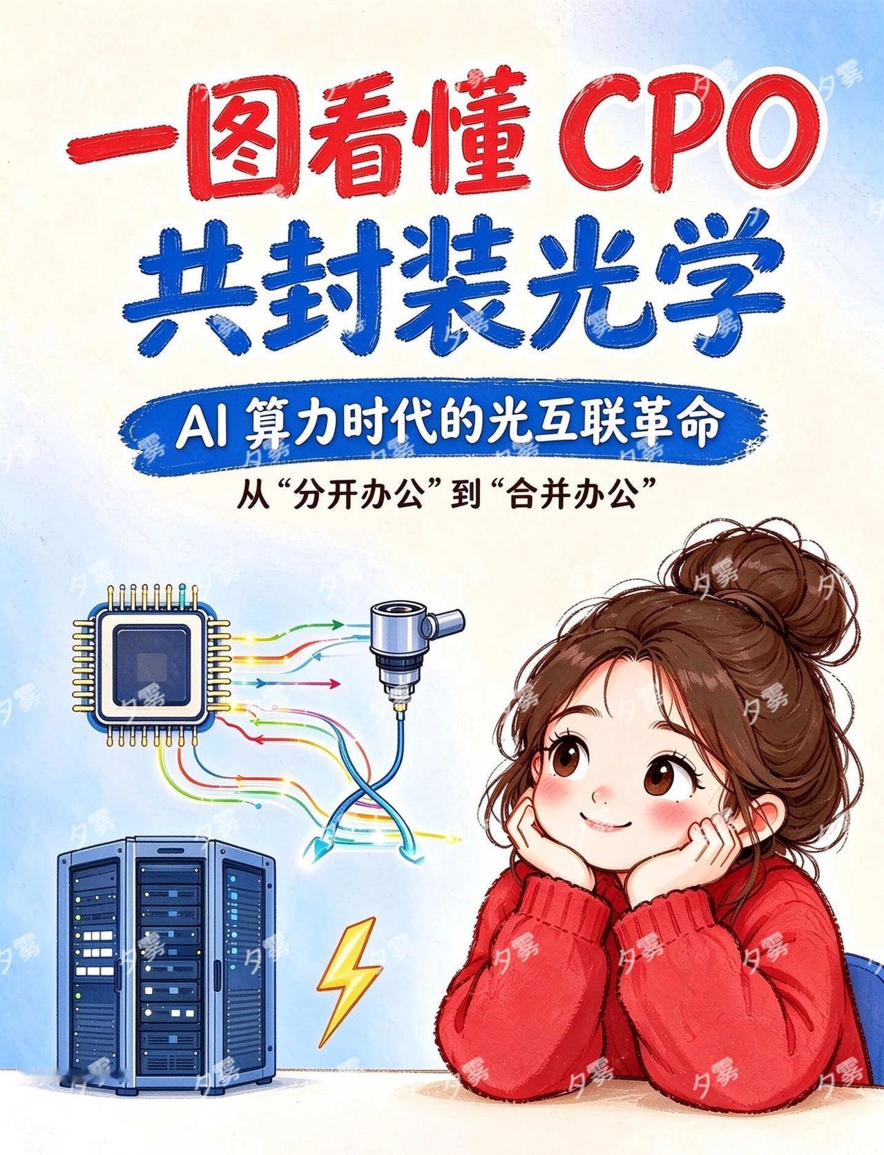 🌟一图看懂 CPO 共封装光学！
纯干货分享，新手姐妹建议先🌟收藏再看～
	